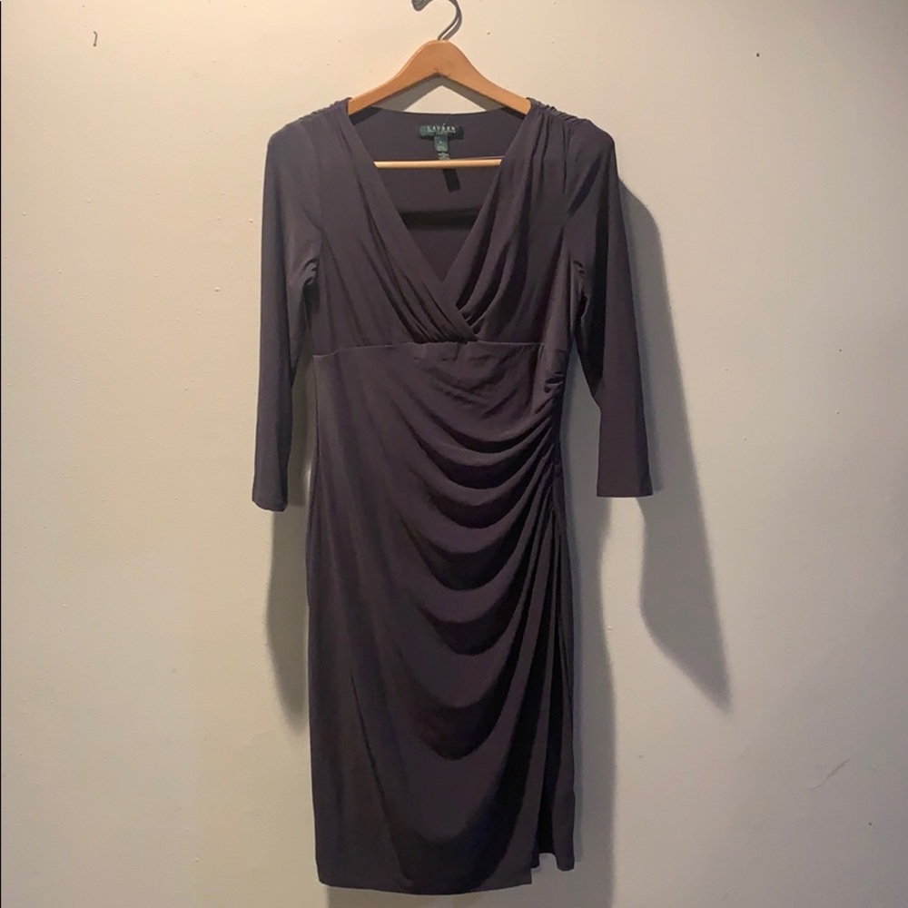 Lauren RL Grey Ruched Dress NWT Size 6